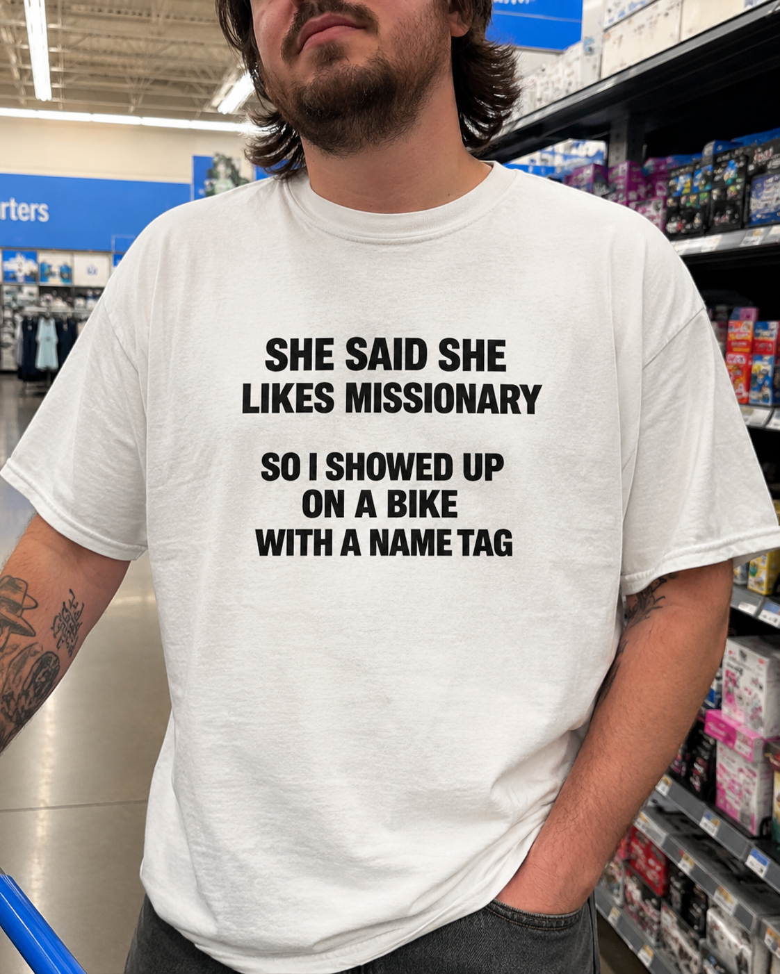 She Said She Likes Missionary T-Shirt | Funny Mormon Joke Meme Tee
