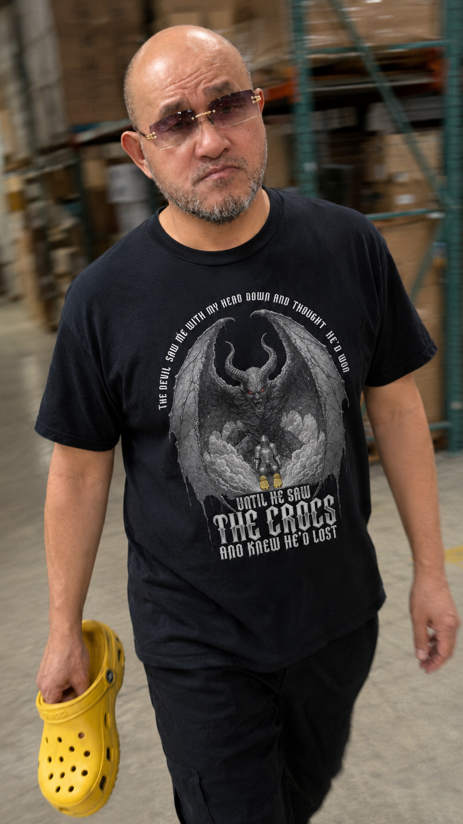 The Devil Saw Me T-Shirt | Funny Crocs Dark Fantasy Parody Tee