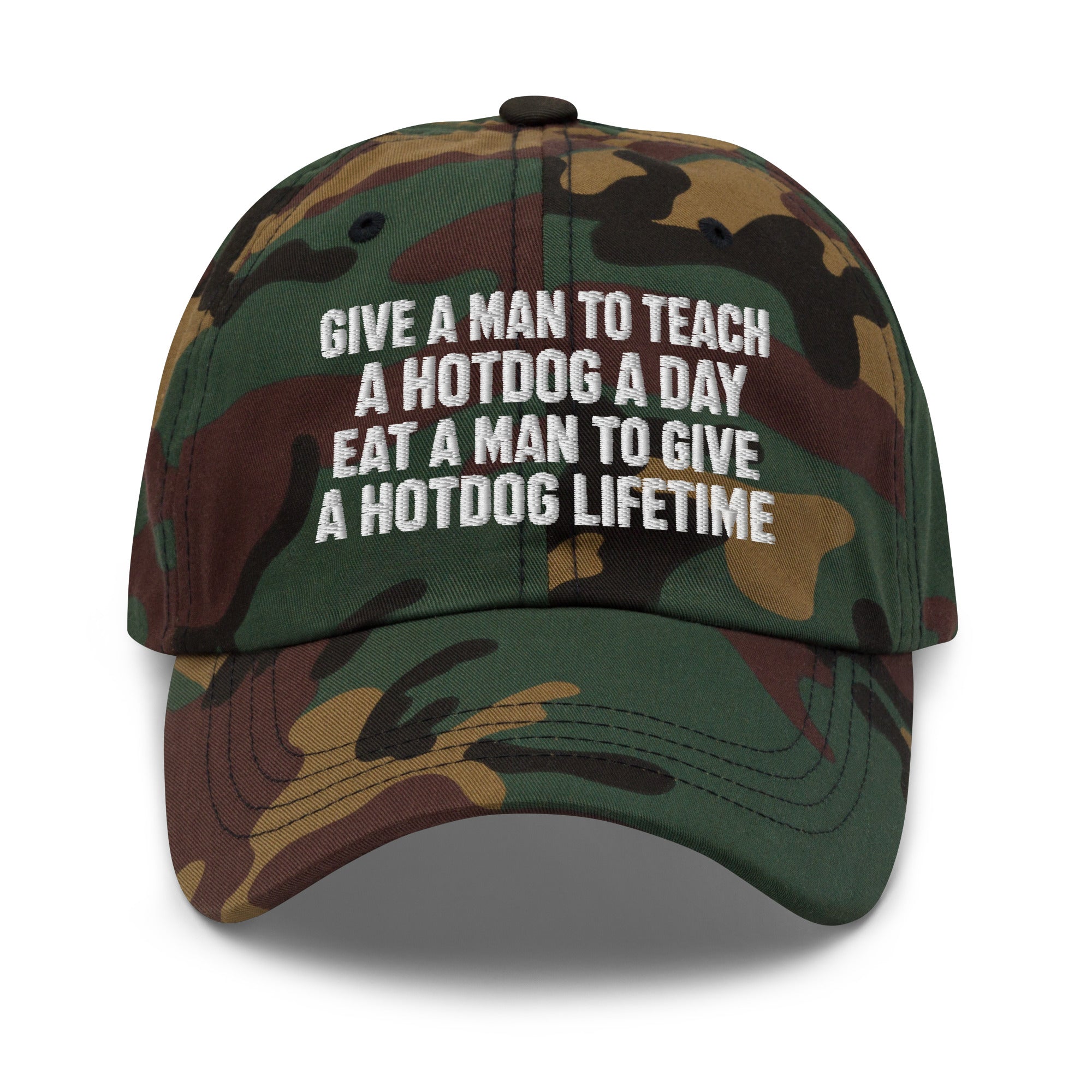 Give A Man To Teach A Hotdog A Day Hat | Embroidered Dad Hat