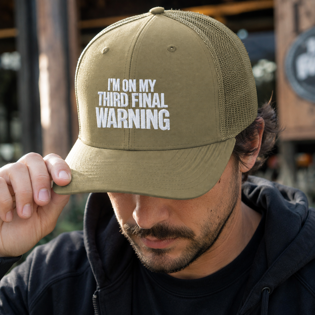 I'm On My Third Final Warning Hat | Funny Embroidered Structured Trucker Cap