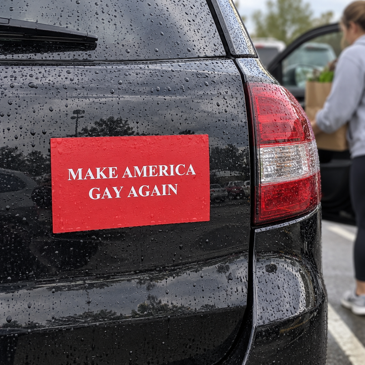Make America Gay Again Car Magnet | Red LGBTQ+ Pride Removable Bumper Magnet