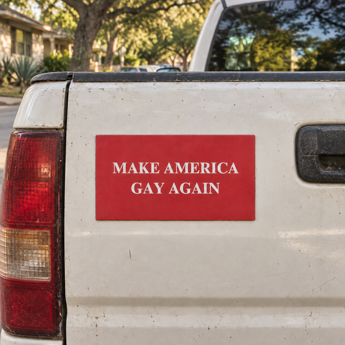 Make America Gay Again Car Magnet | Red LGBTQ+ Pride Removable Bumper Magnet