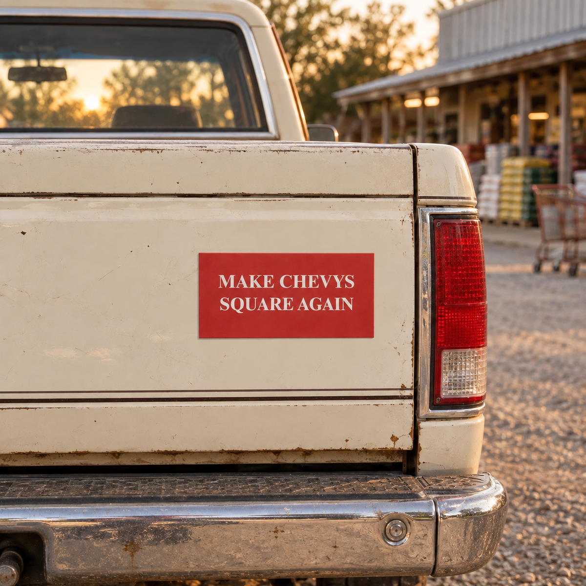 Make Chevys Square Again Car Magnet | Funny Squarebody Truck Parody Bumper Magnet