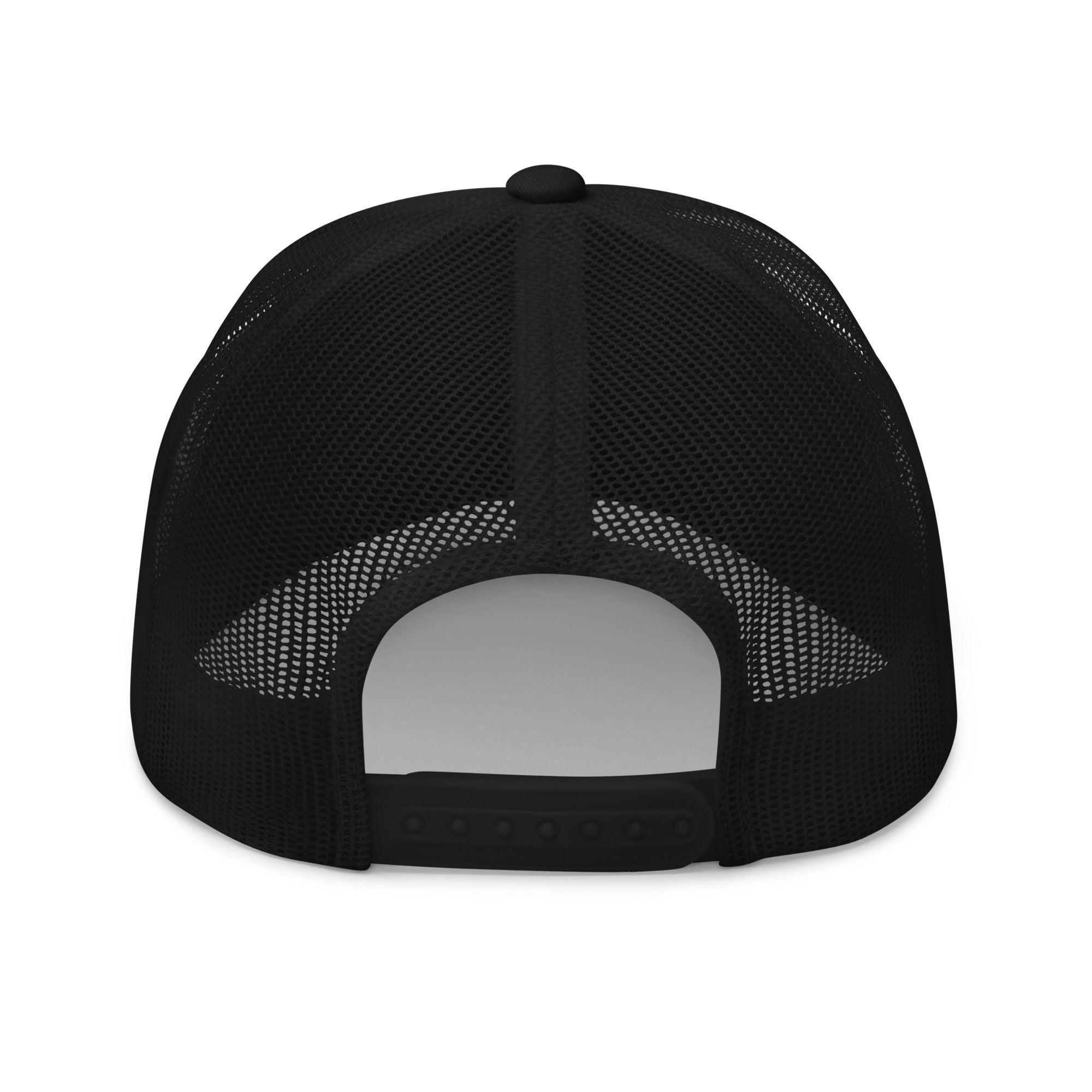 Dunkin Deeznuts funny embroidered trucker cap in black – back view